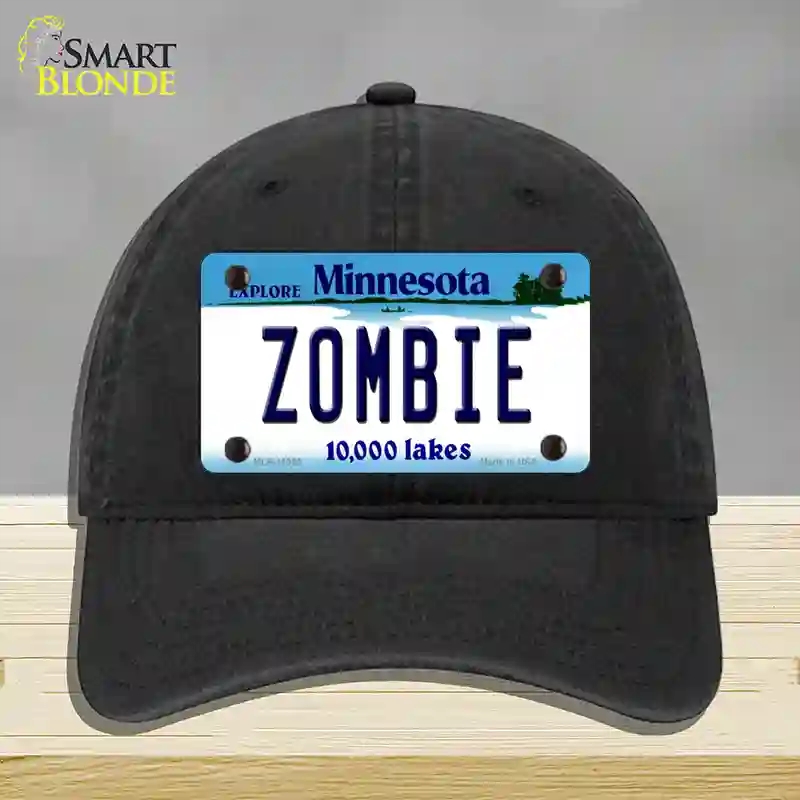 HAT07-MLP-11062 Zombie Minnesota State Novelty License Plate Hat, Unconstructed Cotton - Black