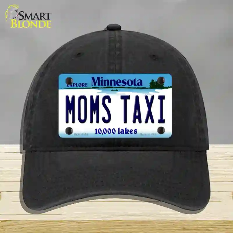 HAT07-MLP-11070 Moms Taxi Minnesota State Novelty License Plate Hat, Unconstructed Cotton - Black