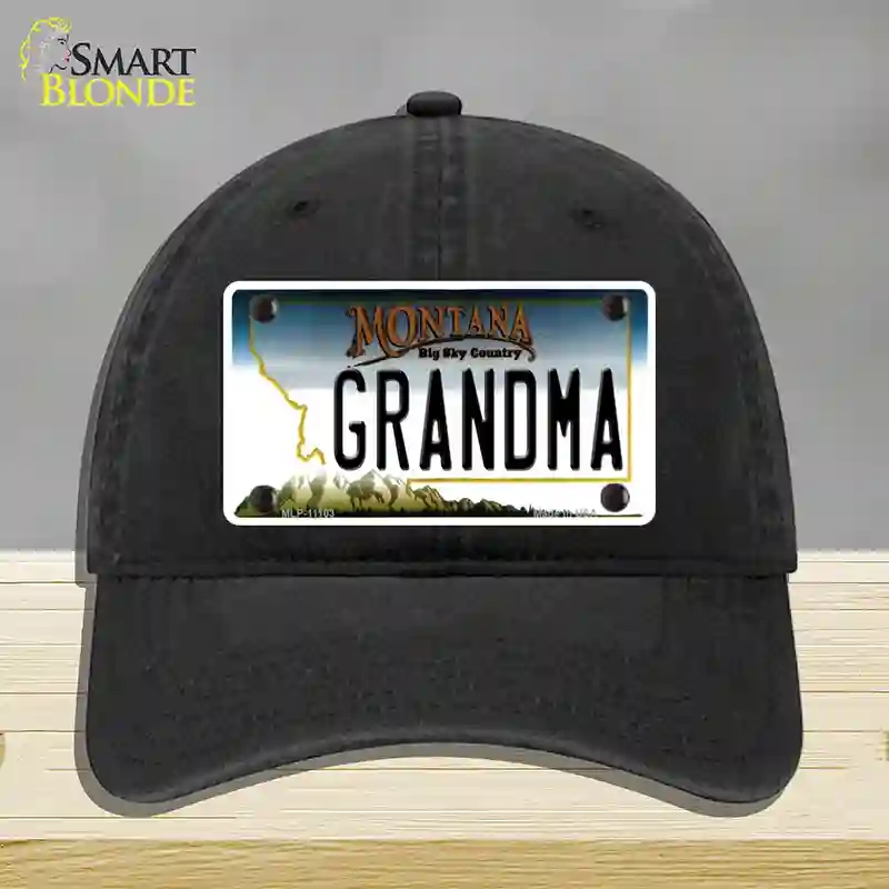 HAT07-MLP-11103 Grandma Montana State Novelty License Plate Hat, Unconstructed Cotton - Black