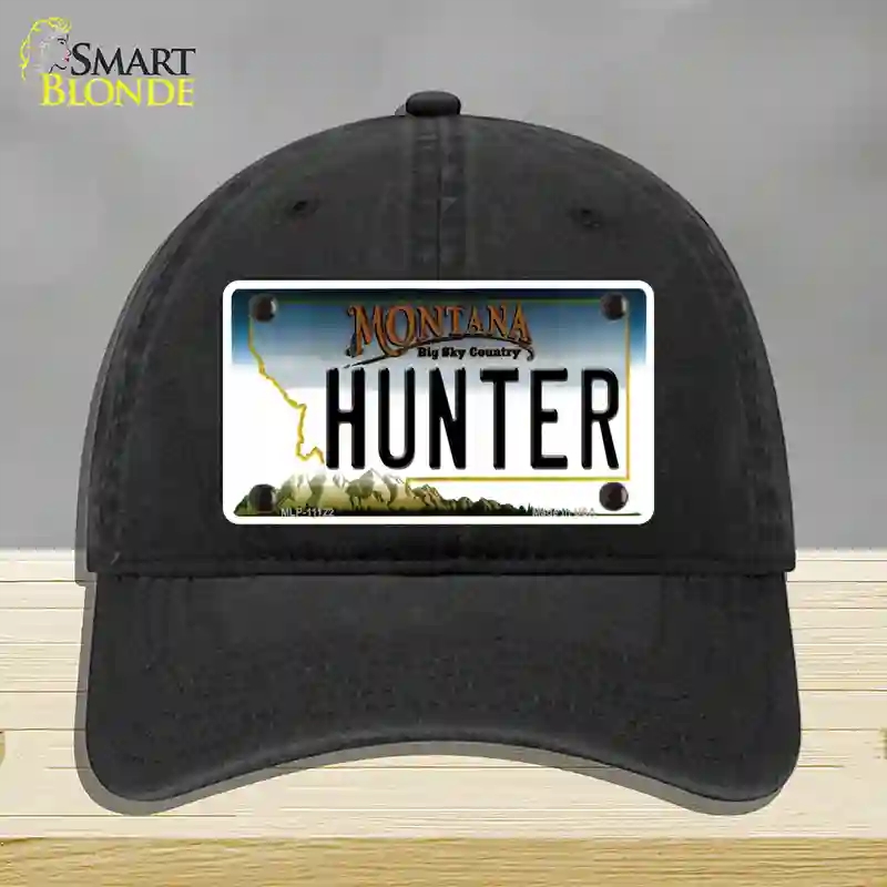 HAT07-MLP-11122 Hunter Montana State Novelty License Plate Hat, Unconstructed Cotton - Black