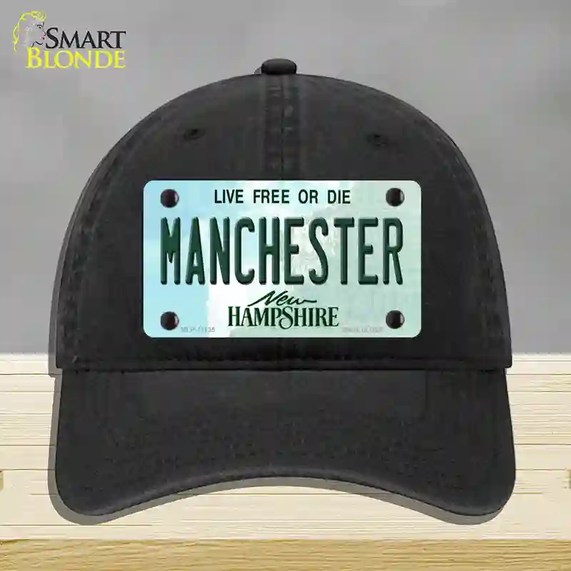 HAT07-MLP-11135 Manchester   Hampshire State Novelty License Plate Hat, Unconstructed Cotton - Black