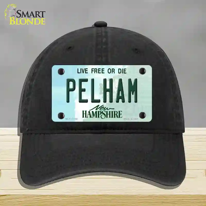 HAT07-MLP-11150 Pelham   Hampshire State Novelty License Plate Hat, Unconstructed Cotton - Black