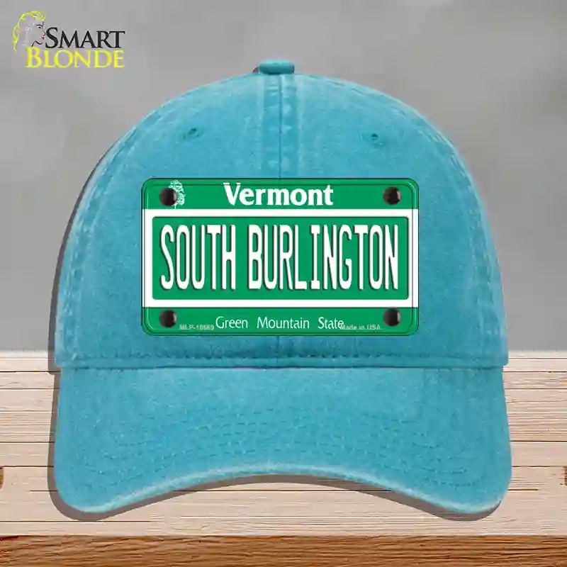 HAT10-MLP-10669 South Burlington Vermont Novelty License Plate Hat, Unconstructed Cotton - Lake Blue