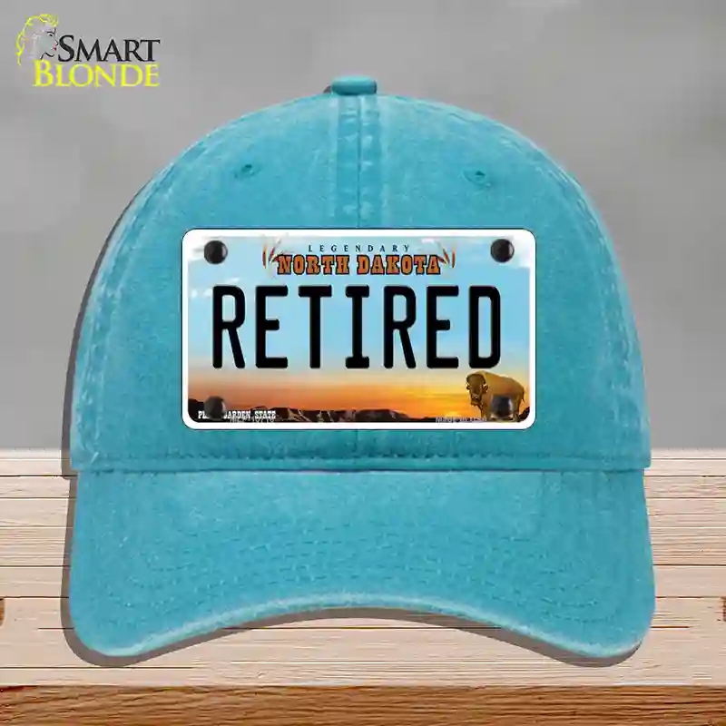 HAT10-MLP-10716 Retired North Dakota Novelty License Plate Hat, Unconstructed Cotton - Lake Blue