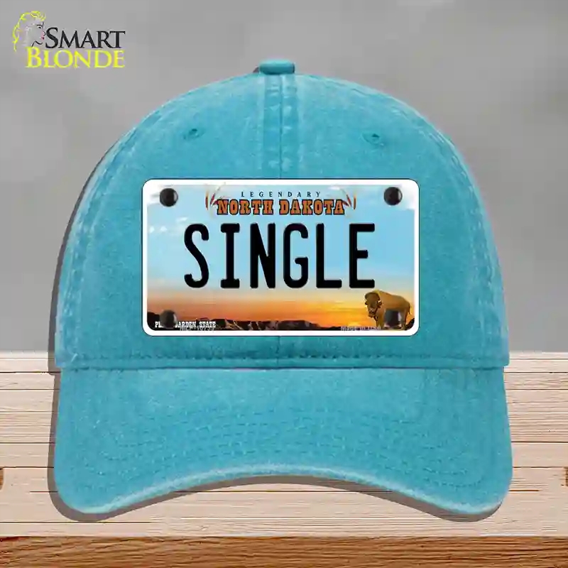 HAT10-MLP-10739 Single North Dakota Novelty License Plate Hat, Unconstructed Cotton - Lake Blue