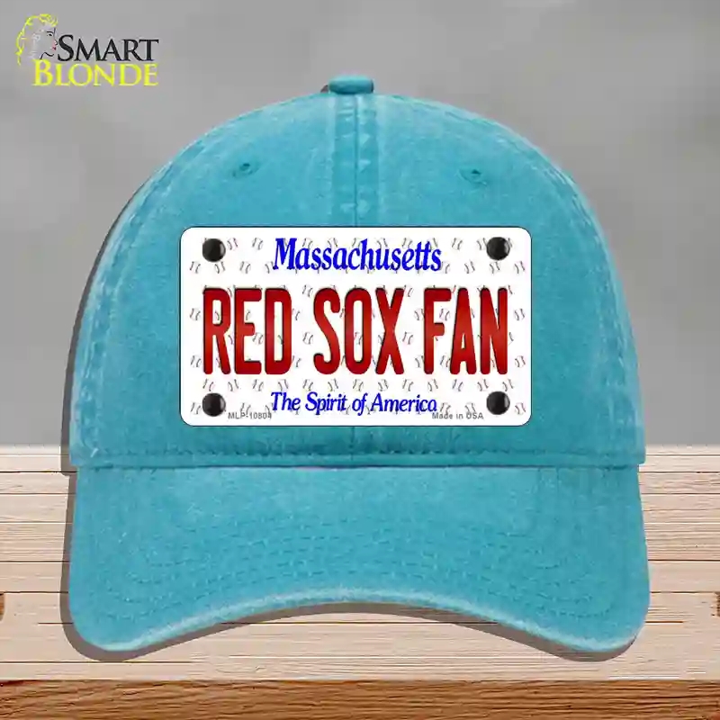 HAT10-MLP-10804 Red Sox Fan Massachusetts Novelty License Plate Hat, Unconstructed Cotton - Lake Blue