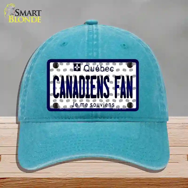 HAT10-MLP-10823 Canadiens Fan Quebec Novelty License Plate Hat, Unconstructed Cotton - Lake Blue