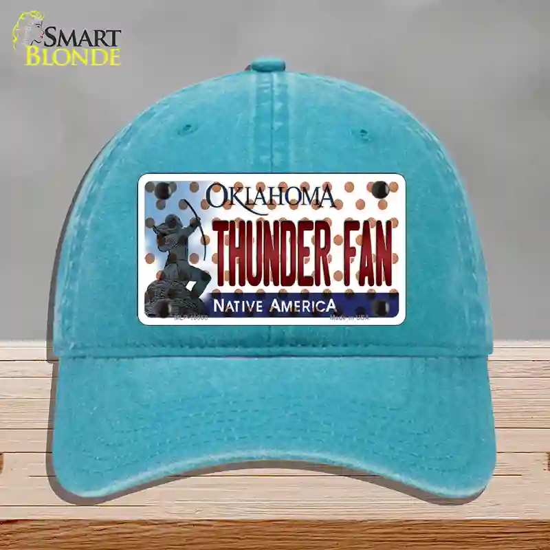 HAT10-MLP-10868 Thunder Fan Oklahoma Novelty License Plate Hat, Unconstructed Cotton - Lake Blue