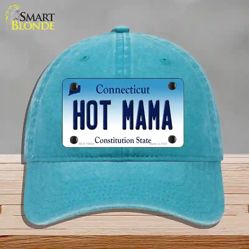 HAT10-MLP-10910 Hot Mama Connecticut Novelty License Plate Hat, Unconstructed Cotton - Lake Blue