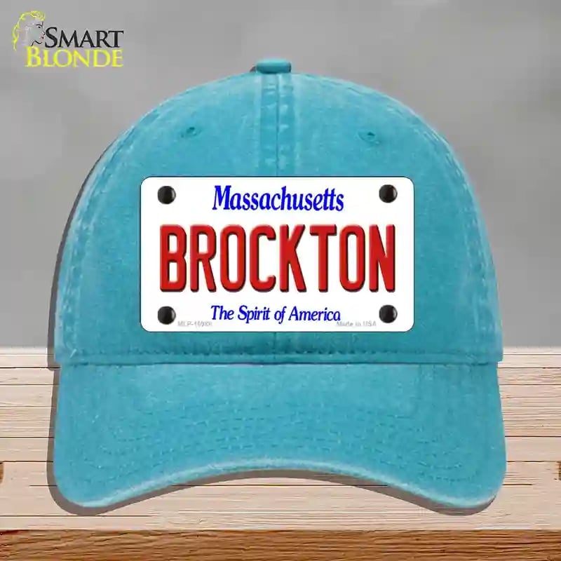 HAT10-MLP-10988 Brockton Massachusetts Novelty License Plate Hat, Unconstructed Cotton - Lake Blue
