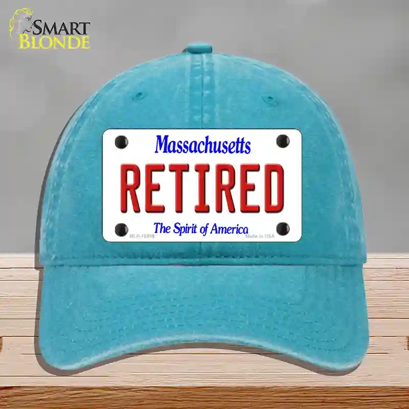 HAT10-MLP-10999 Retired Massachusetts Novelty License Plate Hat, Unconstructed Cotton - Lake Blue