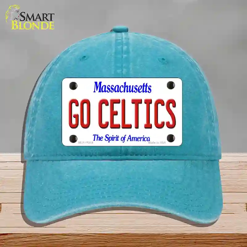 HAT10-MLP-11019 Go Celtics Massachusetts Novelty License Plate Hat, Unconstructed Cotton - Lake Blue