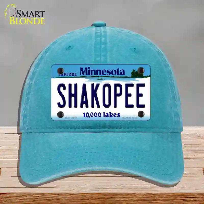 HAT10-MLP-11046 Shakopee Minnesota State Novelty License Plate Hat, Unconstructed Cotton - Lake Blue