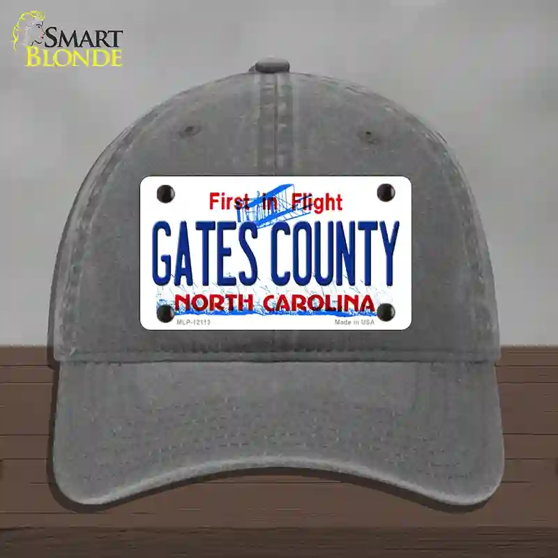HAT08-MLP-12113 Gates County North Carolina State Novelty License Plate Hat, Unconstructed Cotton - Charcoal