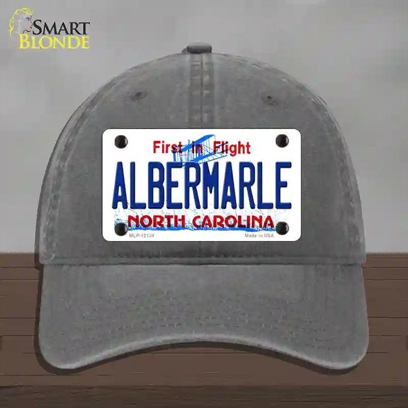 HAT08-MLP-12124 Albermarle North Carolina State Novelty License Plate Hat, Unconstructed Cotton - Charcoal