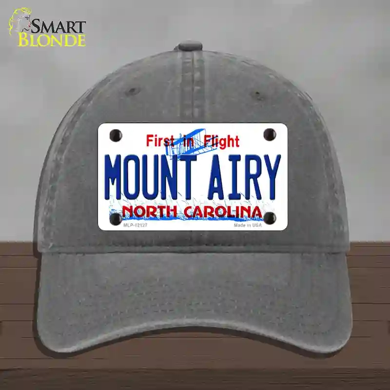 HAT08-MLP-12127 Mount Airy North Carolina State Novelty License Plate Hat, Unconstructed Cotton - Charcoal