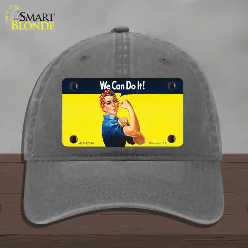 HAT08-MLP-12140 We Can Do It Novelty License Plate Hat, Unconstructed Cotton - Charcoal