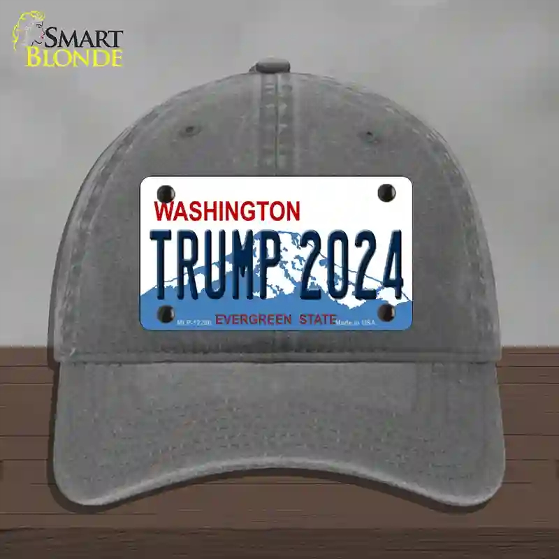HAT08-MLP-12260 Trump 2024 Washington Novelty License Plate Hat, Unconstructed Cotton - Charcoal