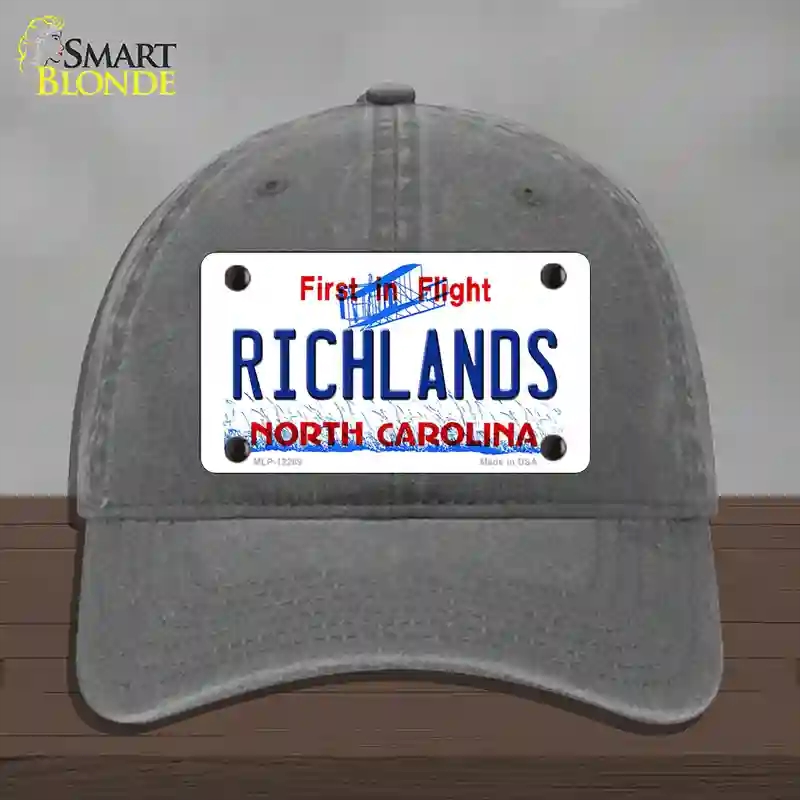 HAT08-MLP-12289 North Carolina Richlands Novelty License Plate Hat, Unconstructed Cotton - Charcoal