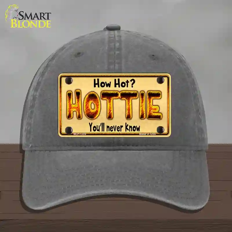 HAT08-MLP-1229 Hottie Know Novelty License Plate Hat, Unconstructed Cotton - Charcoal