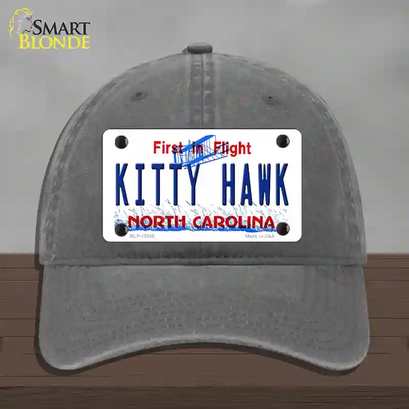 HAT08-MLP-12305 North Carolina Kitty Hawk Novelty License Plate Hat, Unconstructed Cotton - Charcoal