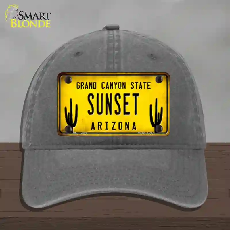HAT08-MLP-12318 Arizona Sunset Novelty License Plate Hat, Unconstructed Cotton - Charcoal