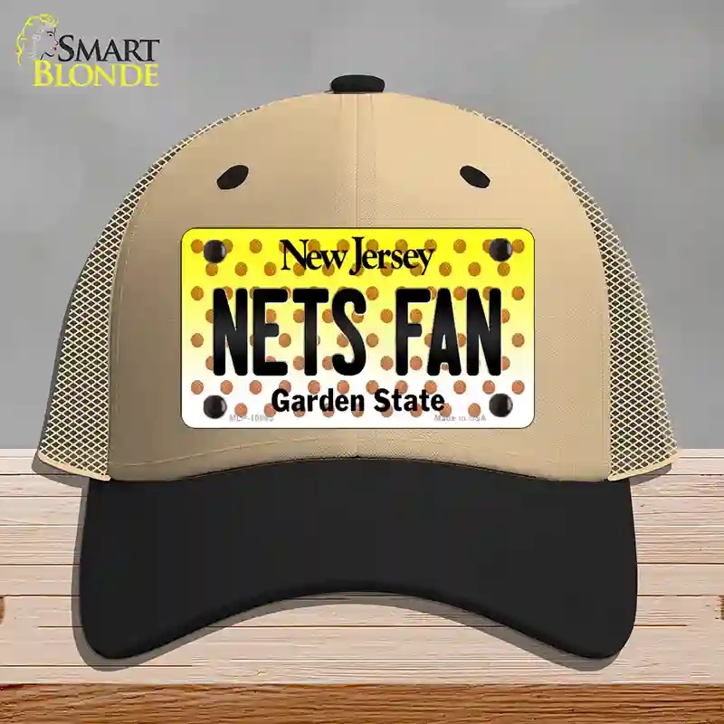 HAT02-MLP-10865 Nets Fan   Jersey Novelty License Plate Hat, Mesh - Khaki & Black