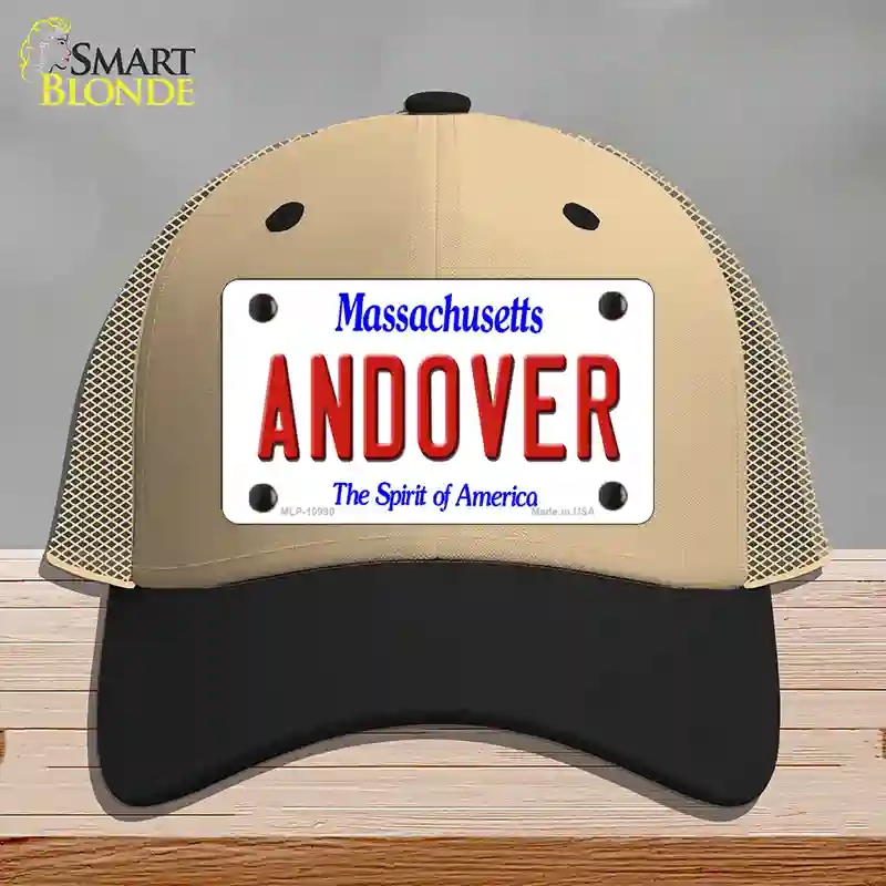 HAT02-MLP-10990 Andover Massachusetts Novelty License Plate Hat, Mesh - Khaki & Black