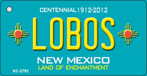 KC-2792 Lobos Teal New Mexico Novelty Metal Key Chain