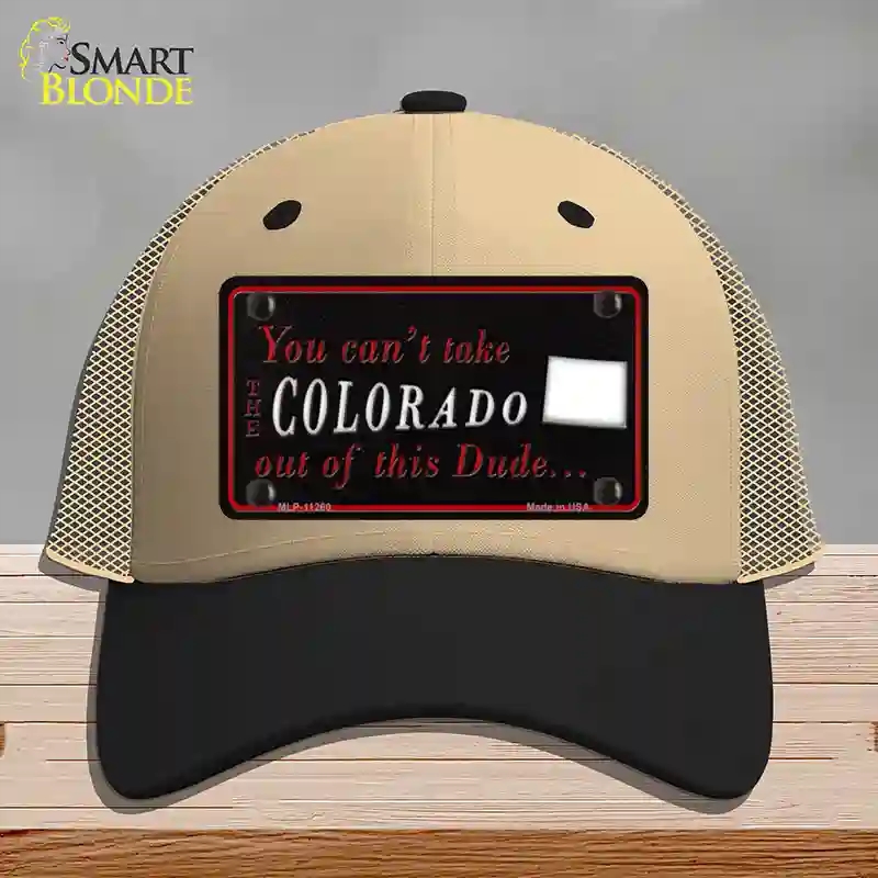HAT02-MLP-11260 Colorado Dude Novelty License Plate Hat, Mesh - Khaki & Black
