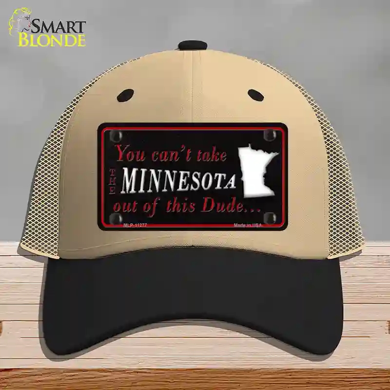 HAT02-MLP-11277 Minnesota Dude Novelty License Plate Hat, Mesh - Khaki & Black