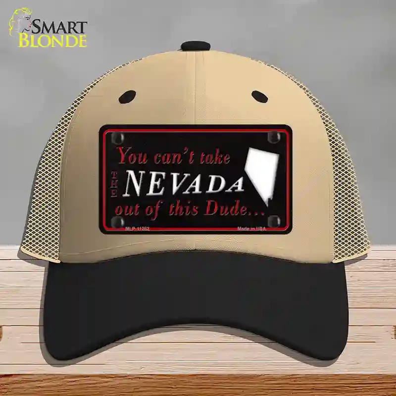 HAT02-MLP-11282 Nevada Dude Novelty License Plate Hat, Mesh - Khaki & Black