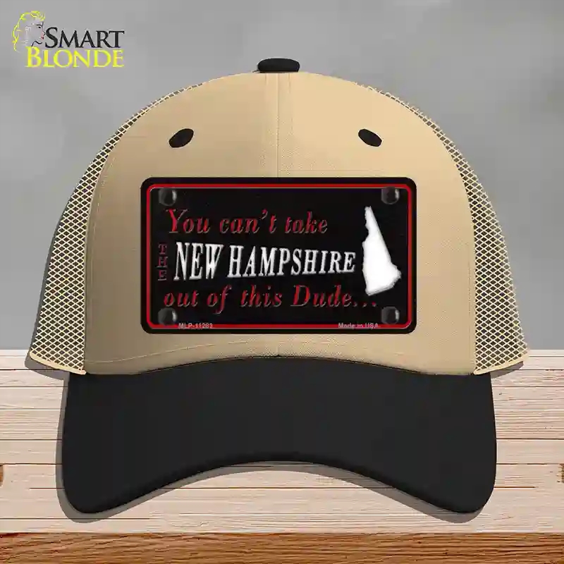 HAT02-MLP-11283   Hampshire Dude Novelty License Plate Hat, Mesh - Khaki & Black