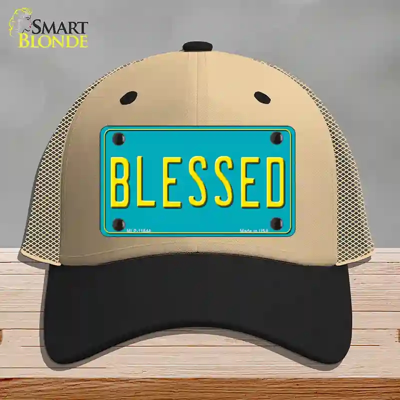 HAT02-MLP-11644 Blessed Novelty License Plate Hat, Mesh - Khaki & Black