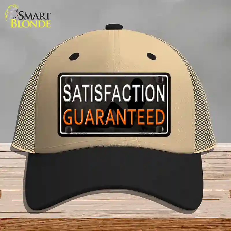HAT02-MLP-11664 Satisfaction Guaranteed Novelty License Plate Hat, Mesh - Khaki & Black