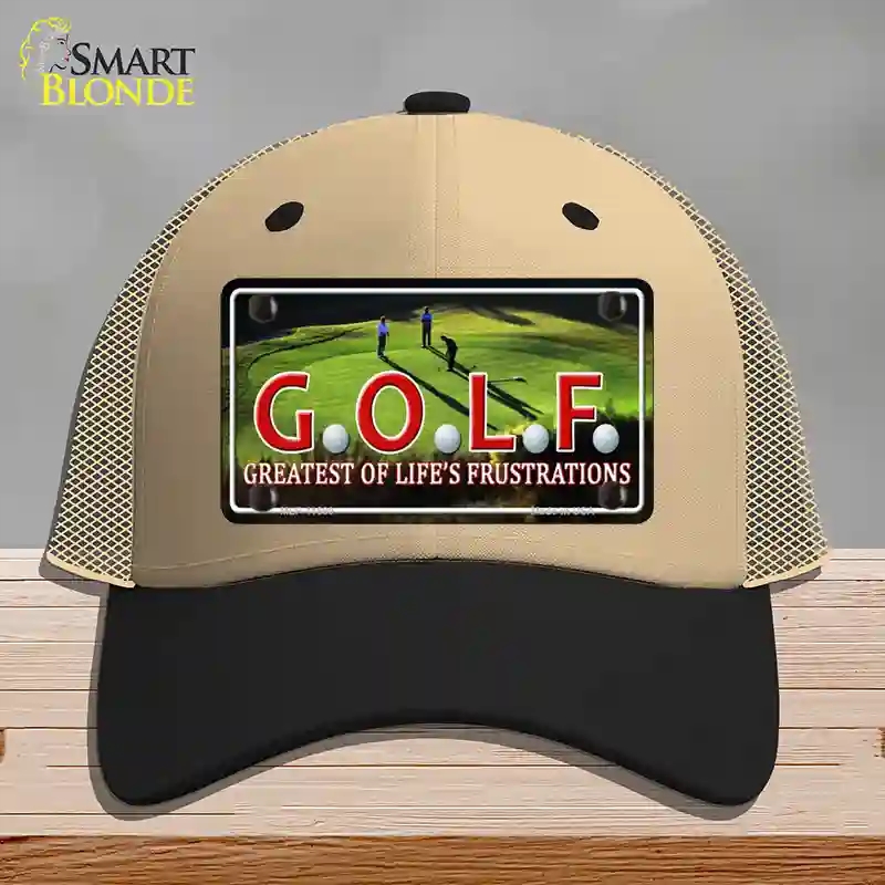 HAT02-MLP-11680 Golf Novelty License Plate Hat, Mesh - Khaki & Black