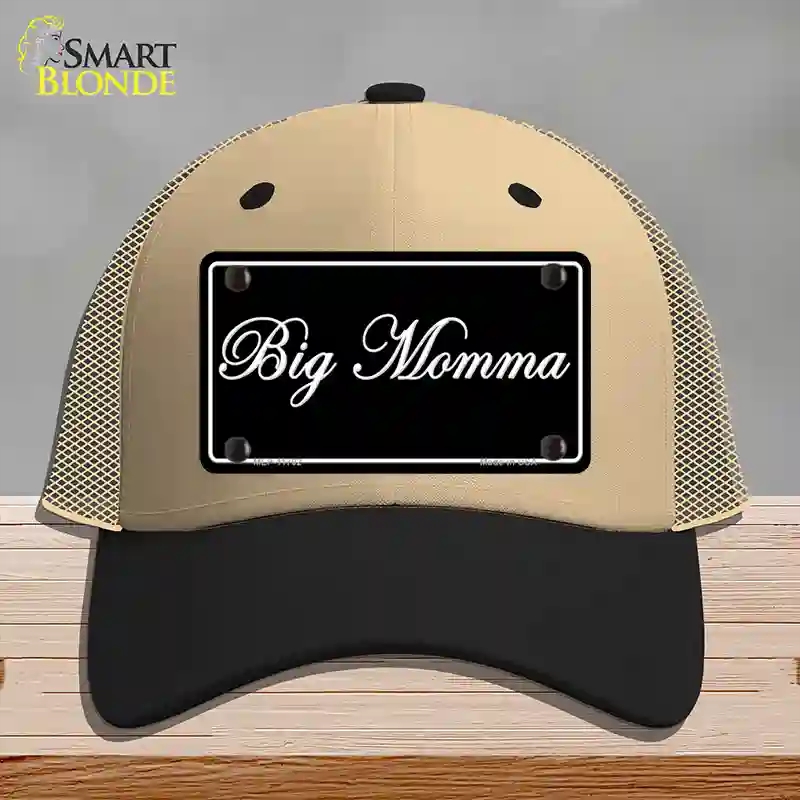 HAT02-MLP-11702 Big Momma Novelty License Plate Hat, Mesh - Khaki & Black