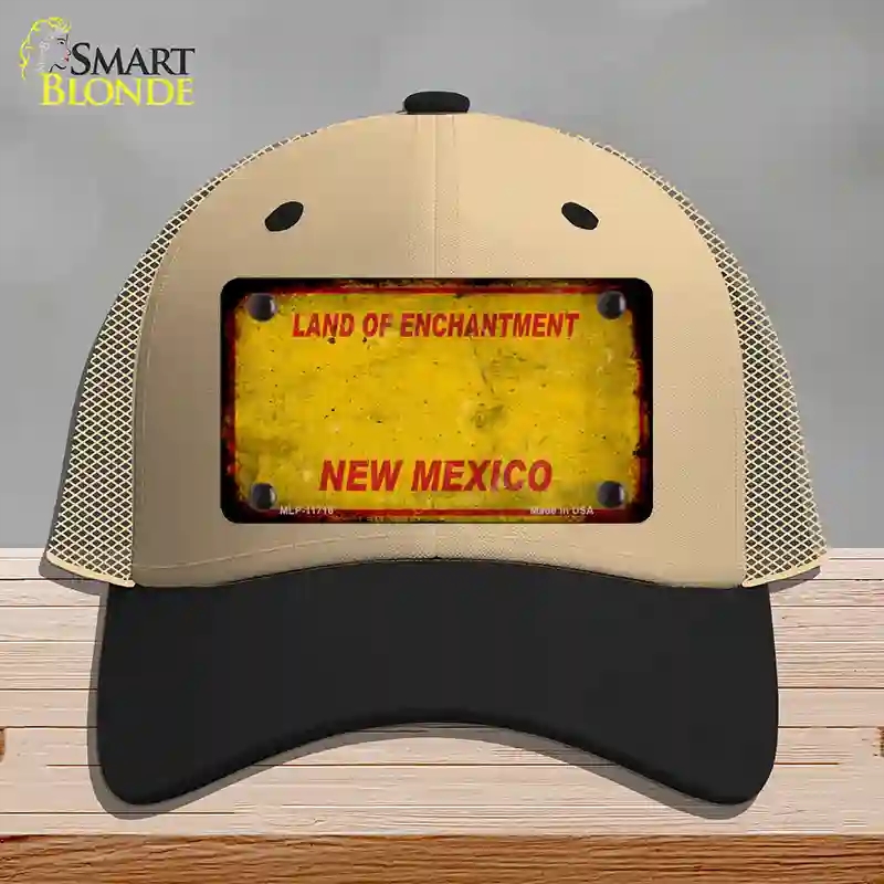 HAT02-MLP-11716   Mexico Rusty Blank Novelty License Plate Hat, Mesh - Khaki & Black