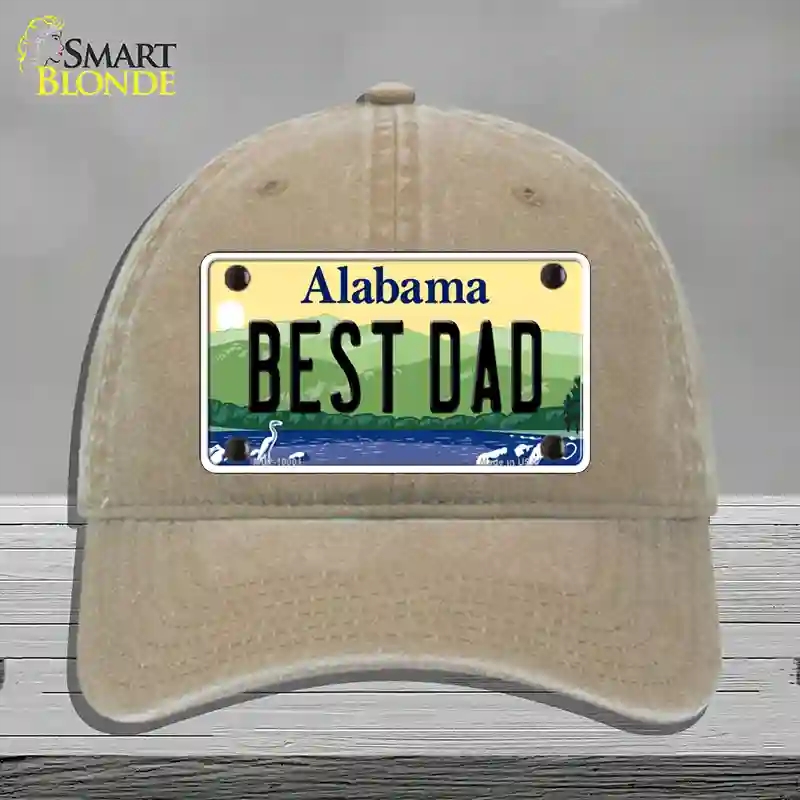 HAT09-MLP-10001 Best Dad Alabama Novelty License Plate Hat, Unconstructed Cotton - Khaki