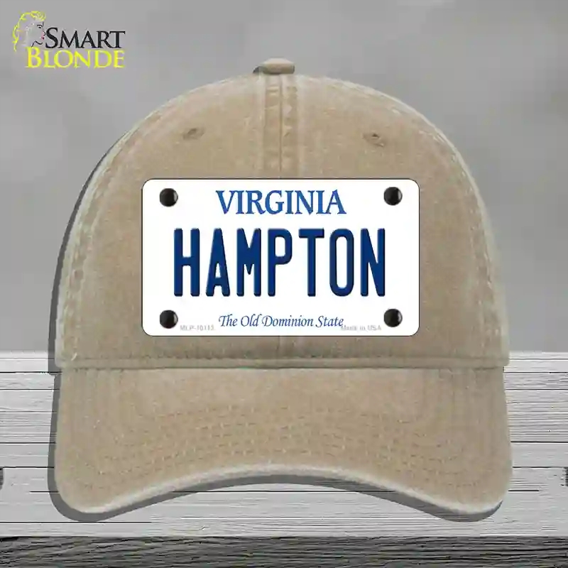 HAT09-MLP-10112 Hampton Virginia Novelty License Plate Hat, Unconstructed Cotton - Khaki