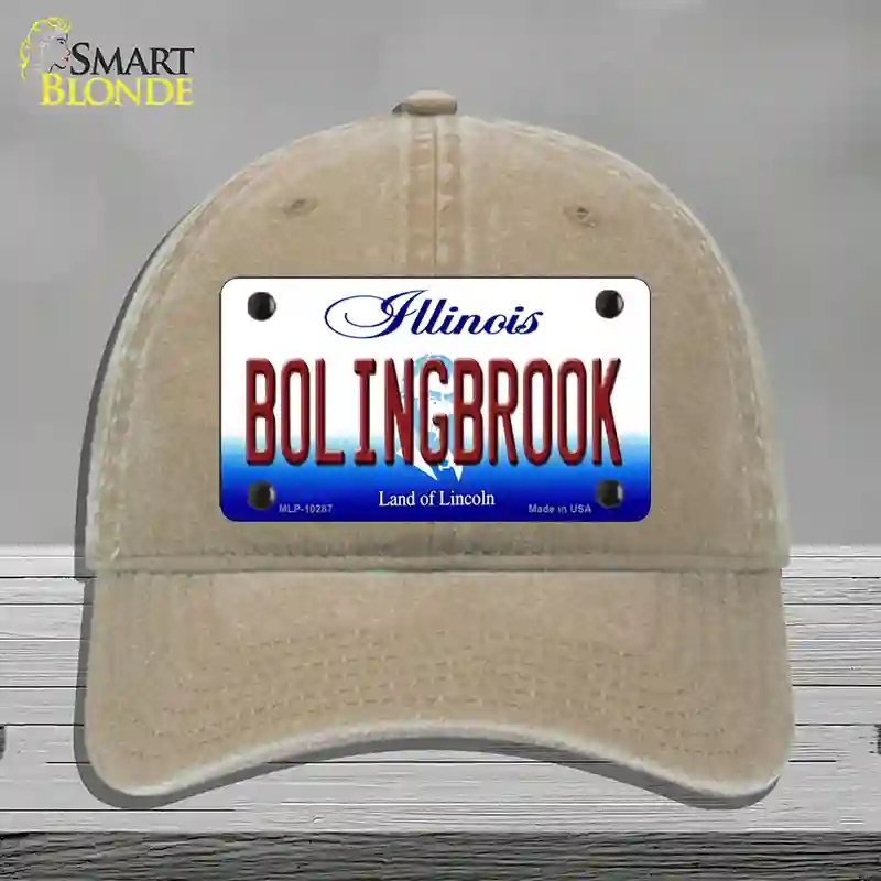 HAT09-MLP-10287 Bolingbrook Illinois Novelty License Plate Hat, Unconstructed Cotton - Khaki