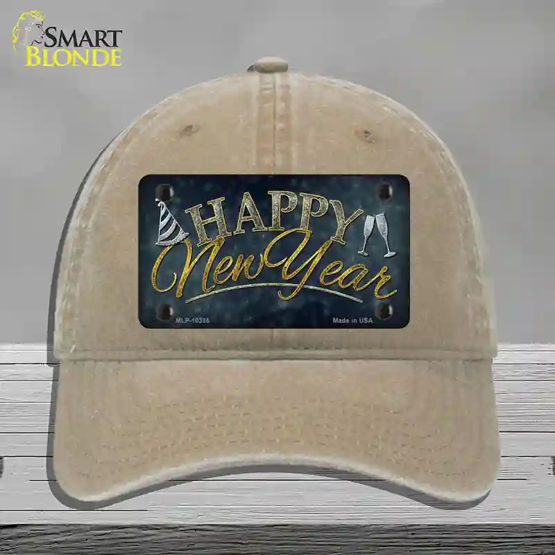 HAT09-MLP-10335 Happy   Year Novelty License Plate Hat, Unconstructed Cotton - Khaki