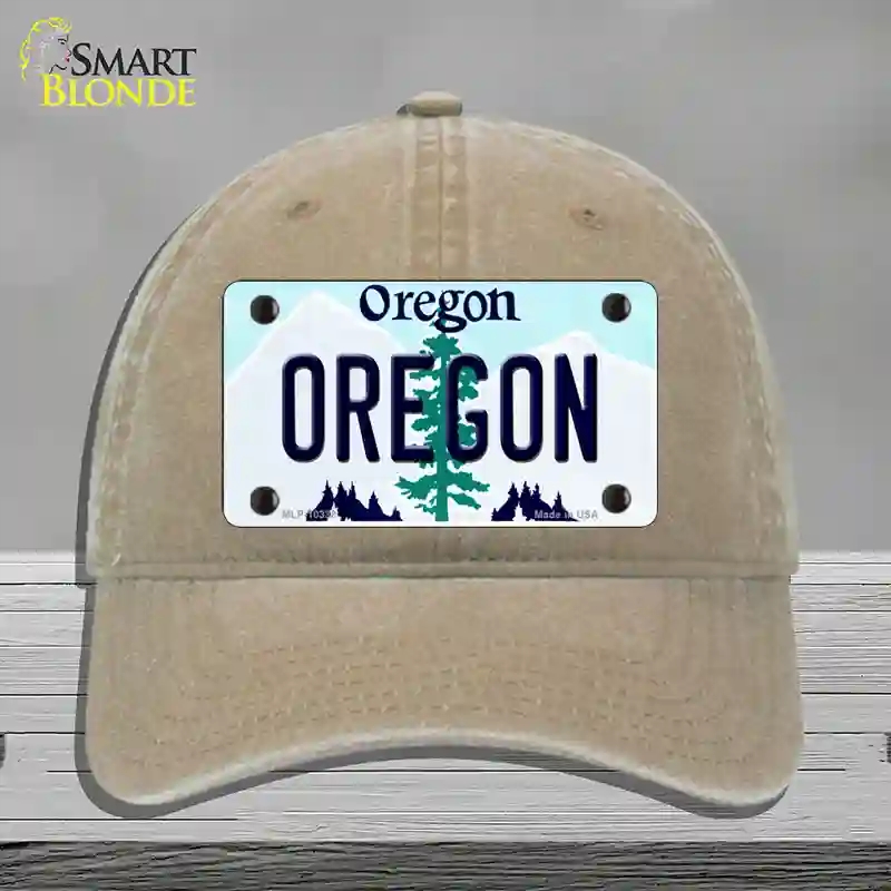 HAT09-MLP-10338 Oregon Tree Novelty License Plate Hat, Unconstructed Cotton - Khaki