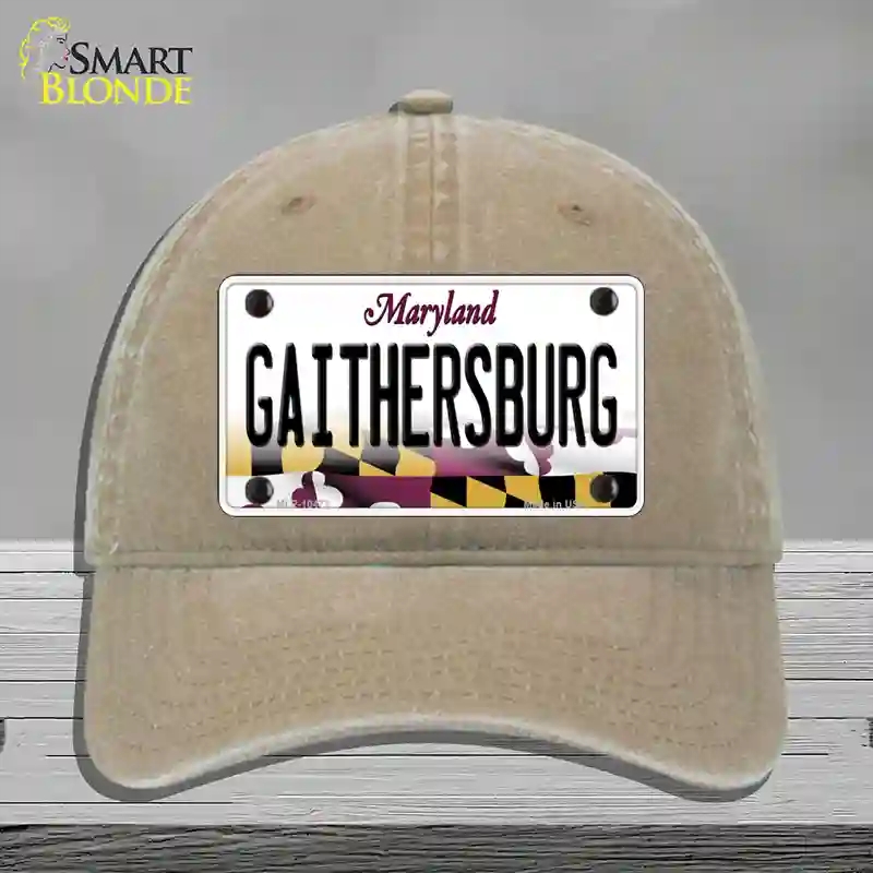 HAT09-MLP-10472 Gaithersburg Maryland Novelty License Plate Hat, Unconstructed Cotton - Khaki