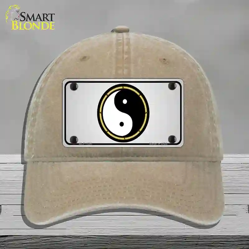 HAT09-MLP-1051 Yin & Yang Novelty License Plate Hat, Unconstructed Cotton - Khaki