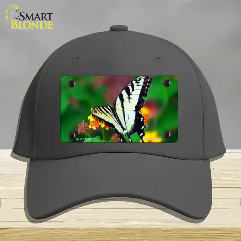 HAT04-MLP-11236 Butterfly Black & White Novelty License Plate Hat, Cotton - Charcoal