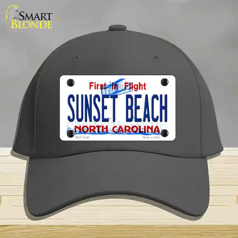 HAT04-MLP-11247 Sunset Beach North Carolina State Novelty License Plate Hat, Cotton - Charcoal