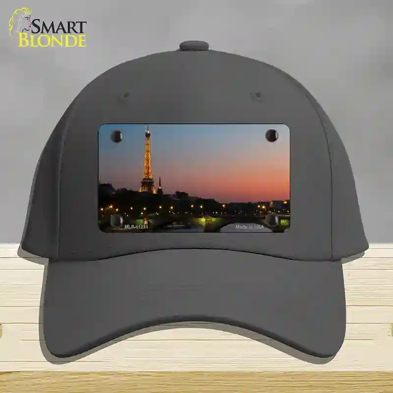 HAT04-MLP-11251 Eiffel Tower Night with River & Bridge Novelty License Plate Hat, Cotton - Charcoal