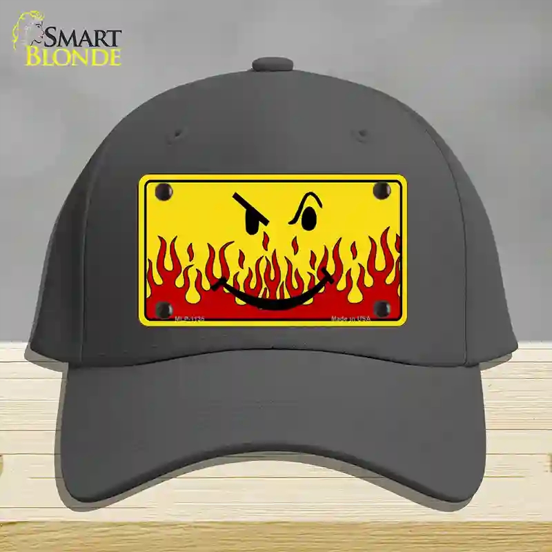 HAT04-MLP-1135 Smiley Flame Novelty License Plate Hat, Cotton - Charcoal