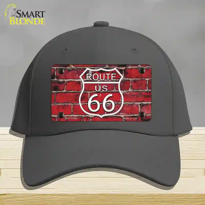 HAT04-MLP-11458 Route 66 Red Brick Wall Novelty License Plate Hat, Cotton - Charcoal
